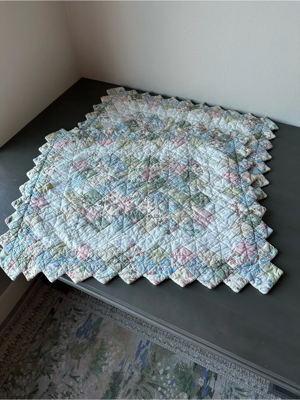Vintage JCPenney Pastel Floral Quilted Pillow Shams Cover Cotton Size 21”X27”